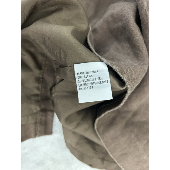 Talbots Womens Knee Length Shift Dress Size 14  Brown 100% Linen Sleeveless - Picture 9 of 9